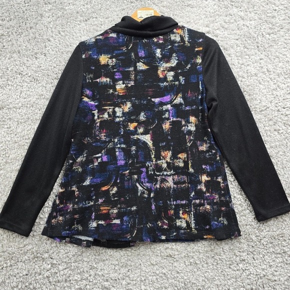 Vin Rouge Womens Abstract Cowl Neck Top Size Medium Long Sleeve Artsy Maximalist - Picture 9 of 13